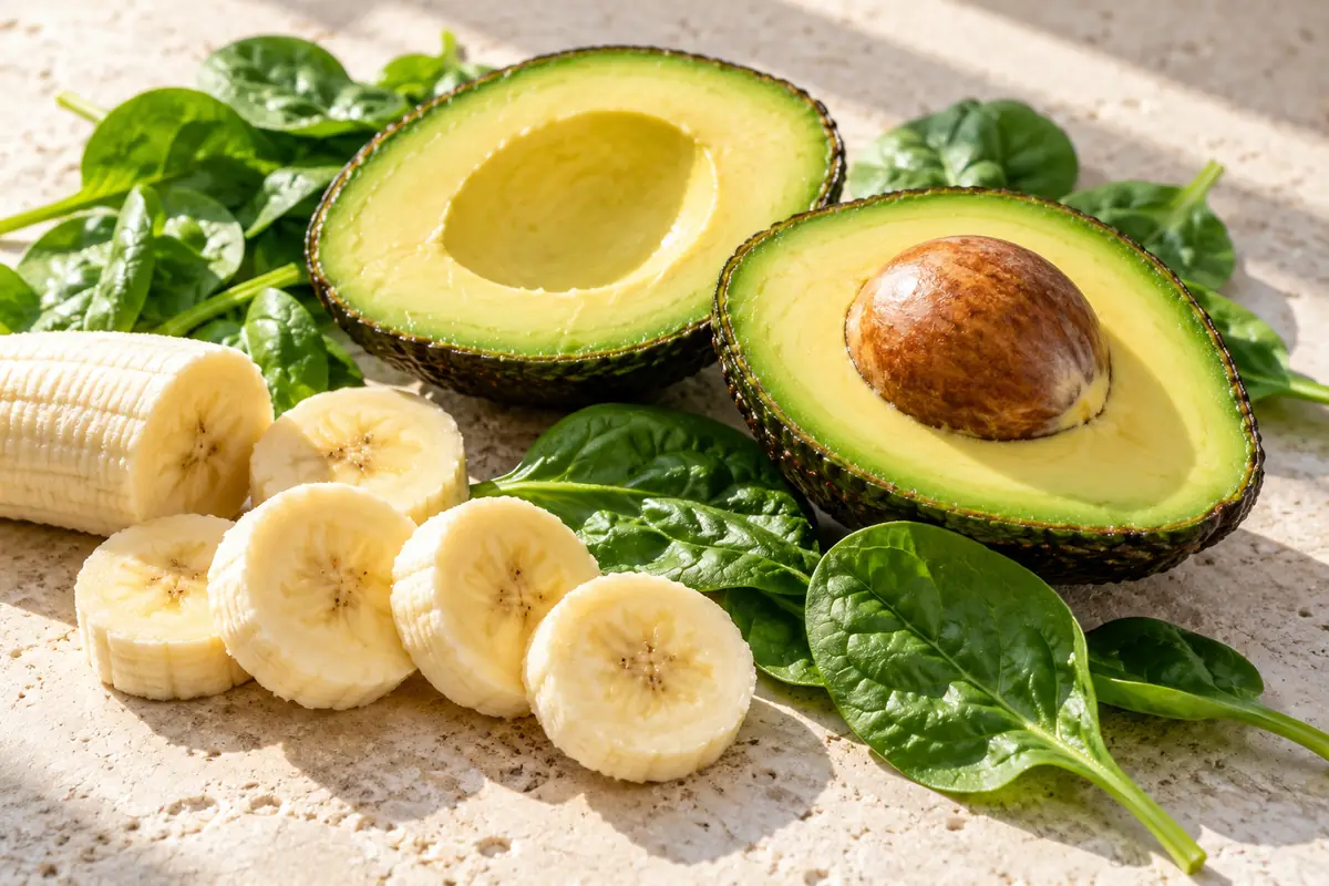 Avokado, banan och spenat rika på kalium